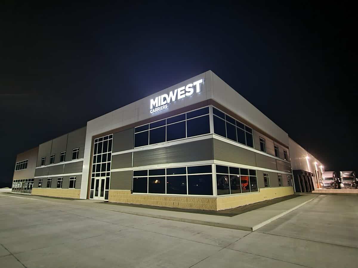 Midwest Carriers new facility at night