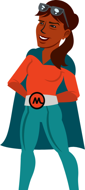 female super hero with hands on hips